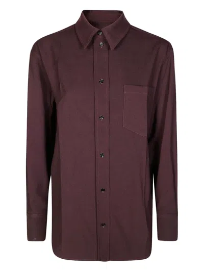 Victoria Beckham Classic White Shirt With Tailored Fit In Brown