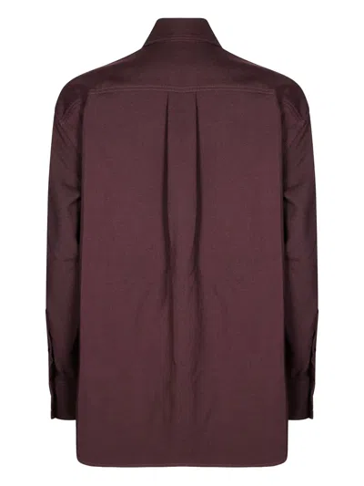 Victoria Beckham Classic White Shirt With Tailored Fit In Brown