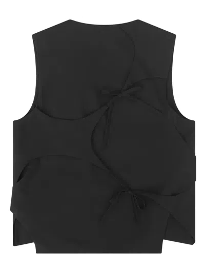 Heliot Emil Tie-fastening Layered Vest In Black