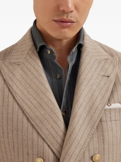 Brunello Cucinelli Striped Double-breasted Blazer In Multi