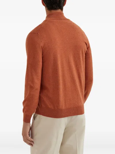 Brunello Cucinelli Zip-front Cardigan In Brown