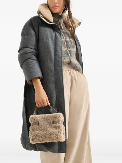 Brunello Cucinelli Shearling Mini Bag In Neutral