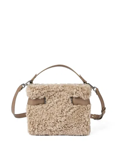 Brunello Cucinelli Shearling Mini Bag In Neutral