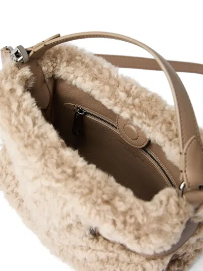 Brunello Cucinelli Shearling Mini Bag In Neutral