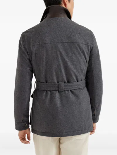 Brunello Cucinelli Safari Jacket With Padding In Gray