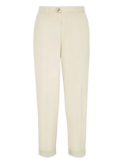 Brunello Cucinelli Garment-dyed Corduroy Trousers In Neutral