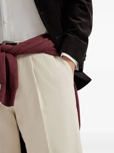 Brunello Cucinelli Garment-dyed Corduroy Trousers In Neutral