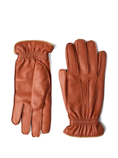 Brunello Cucinelli Nappa Leather Gloves In Brown