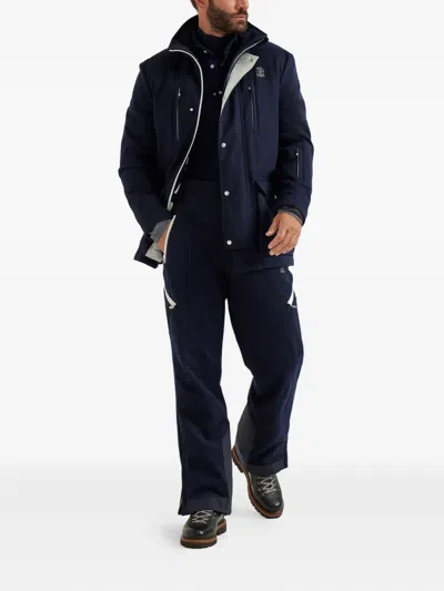 Brunello Cucinelli Print Turtleneck T-shirt In Blue