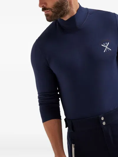Brunello Cucinelli Print Turtleneck T-shirt In Blue