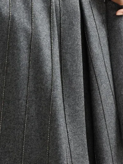 Brunello Cucinelli Pinstripe Wrap Long Skirt In Gray