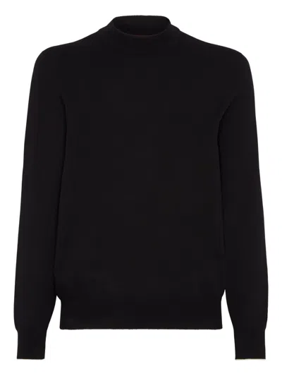 Brunello Cucinelli Funnel-neck Sweater In Black
