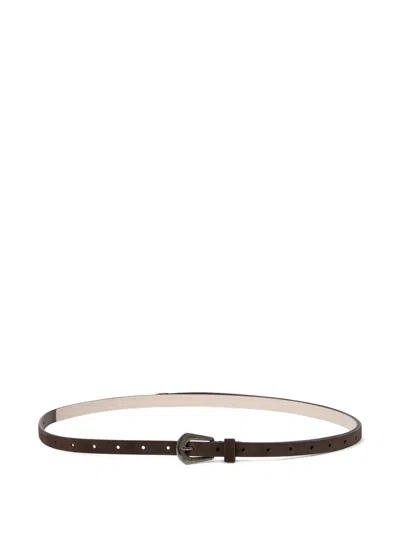 Brunello Cucinelli Suede Carved Leather Belt In Brown