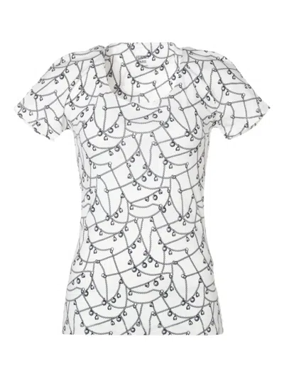 Pre-owned Hermes 2000s Chain-print T-shirt In White