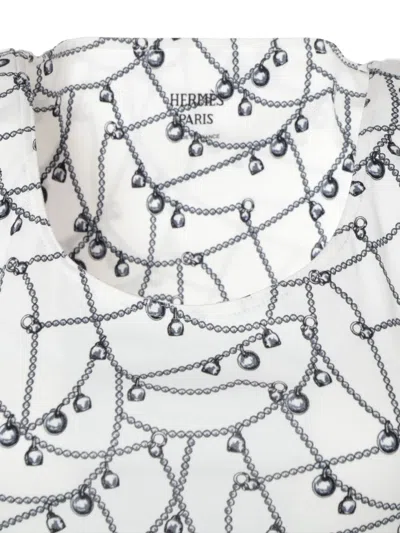 Pre-owned Hermes 2000s Chain-print T-shirt In White