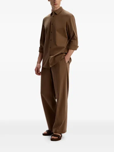 12 Storeez Button Pima Cotton Shirt In Brown