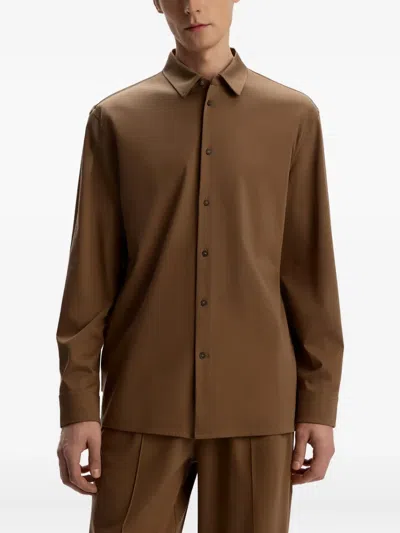 12 Storeez Button Pima Cotton Shirt In Brown