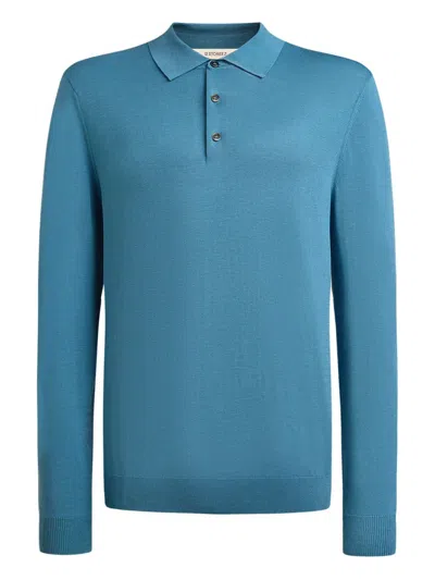 12 Storeez Buttoned Polo Shirt In Blue