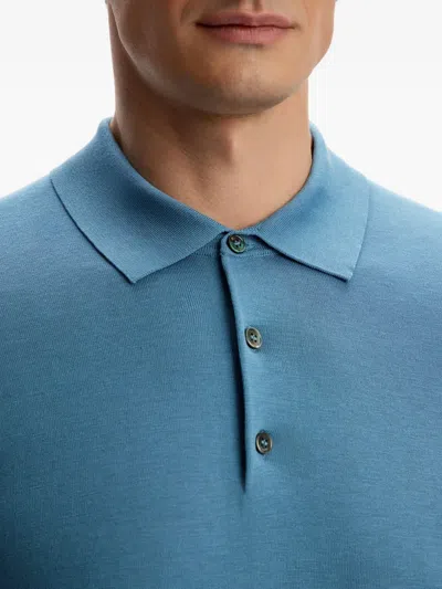 12 Storeez Buttoned Polo Shirt In Blue