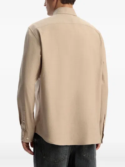 12 Storeez Cotton Flannel Shirt In Brown