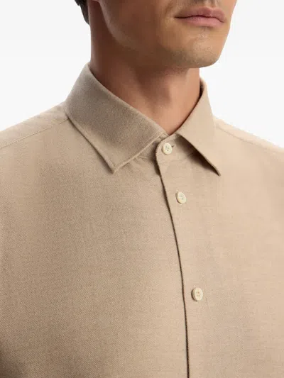 12 Storeez Cotton Flannel Shirt In Brown