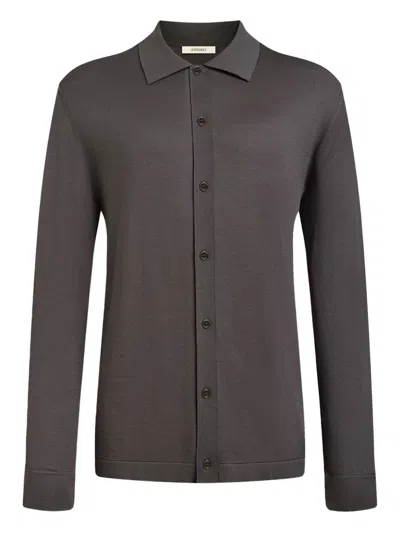 12 Storeez Buttoned Silk-cotton Shirt In Brown