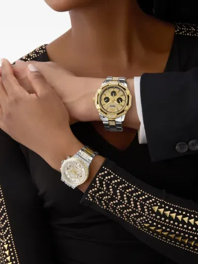 Guess Usa Crystal-embellished Quartz 36mm In Brown