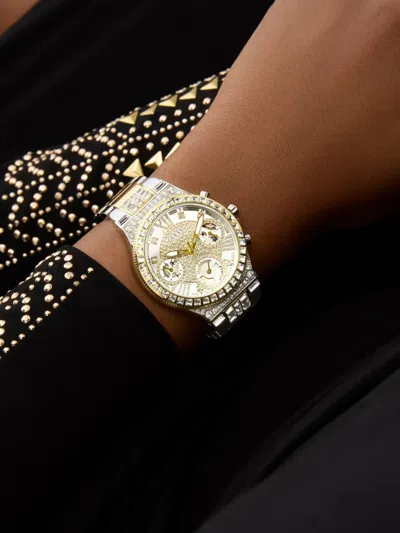 Guess Usa Crystal-embellished Quartz 36mm In Brown