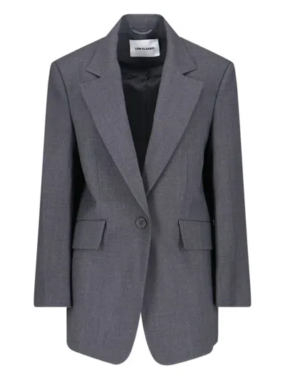 Low Classic Tailored Blazer With Notch Lapel And Pockets In Gray