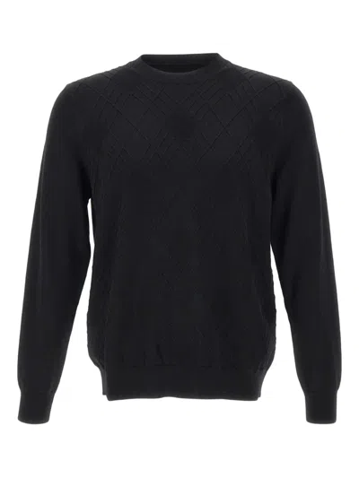 Diktat Diamond-weave Crew-neck Sweater In Black