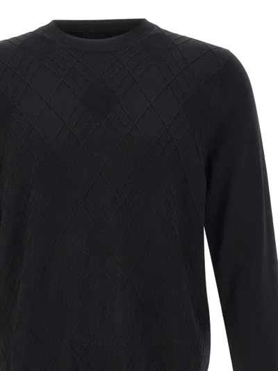 Diktat Diamond-weave Crew-neck Sweater In Black
