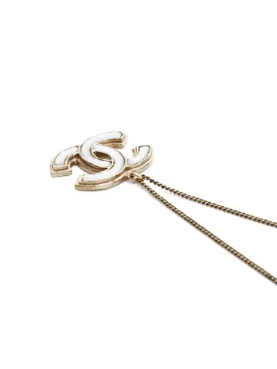 Pre-owned Chanel 2012 Cc Mark Necklace In Silver