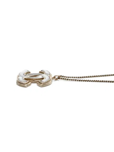 Pre-owned Chanel 2012 Cc Mark Necklace In Silver
