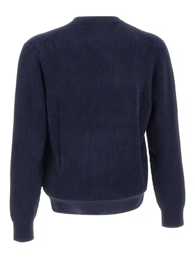 Hugo Boss Corduroy Ribbed Sweater In Blue