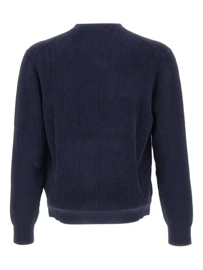 Hugo Boss Corduroy Ribbed Sweater In Blue