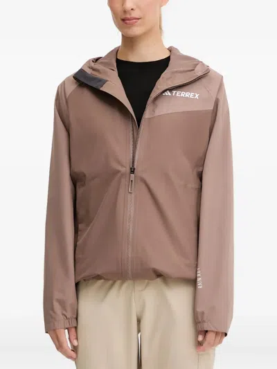 Adidas Originals Hooded Zip Jacket In Brown