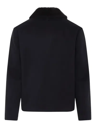 Canali Navy Blue Coach Cashmere Jacket In Blue