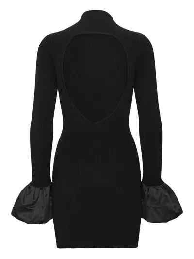 Rotate Birger Christensen Cutout Knit Mini Dress In Black