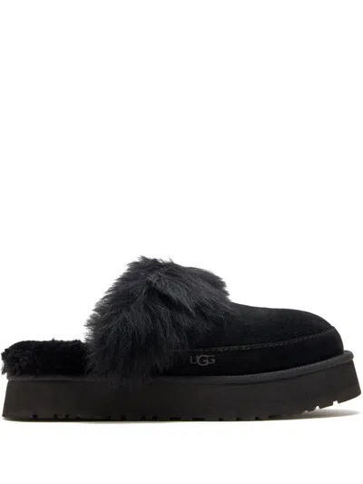 Ugg Disquette Chalet Suede And Sheepskin Slippers In Black