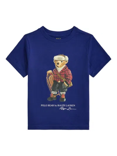 Polo Ralph Lauren Boys' Polo Bear Crewneck Cotton-jersey T-shirt Hol25 Bear Fall Royal Xl In Blue