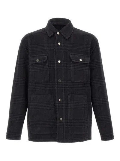 Paolo Pecora Four-pocket Jacket With Micro-check Pattern In Black