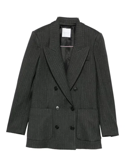 Cenere Gb Double-breasted Pinstripe Blazer In Gray