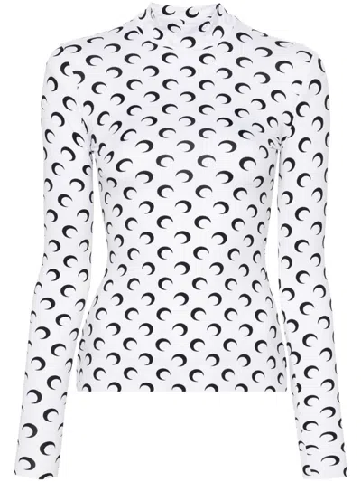 Marine Serre Second Skin Moon-print Top In White