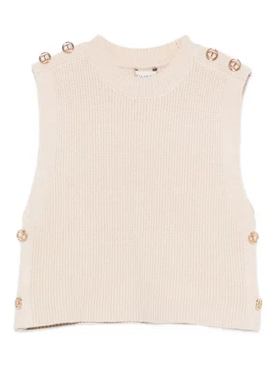 Twinset Kids Sleeveless Top With Decoration In Neutral