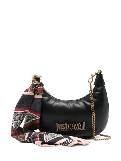 Just Cavalli Logo-plaque Chain Shoulder Bag In Brown