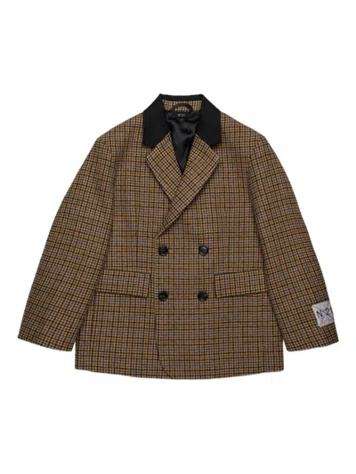 N°21 N. 21 Kids Houndstooth Blazer In Brown