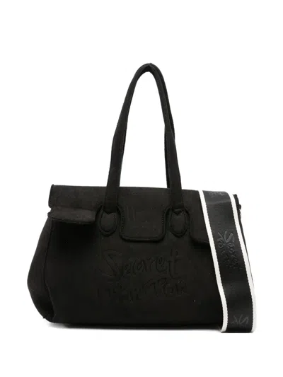 Secret Pon-pon Secret Pon Pon Monica Tote Large Tote In Black