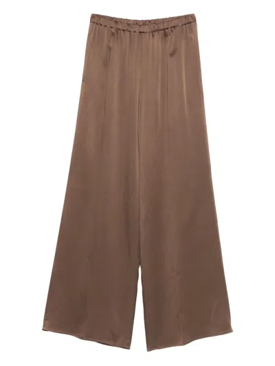 Antonelli Wide-leg Brown Trousers With Minimalist Design In Brown
