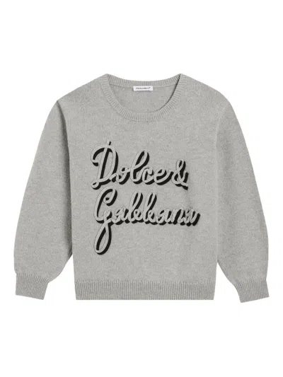 Dolce & Gabbana Kids Logo Sweater In Gray