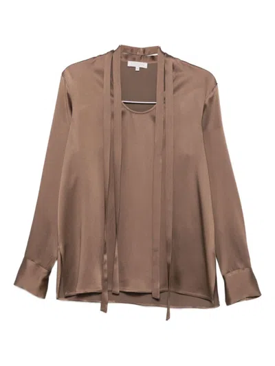 Antonelli Shirt With Tie Collar In Brown